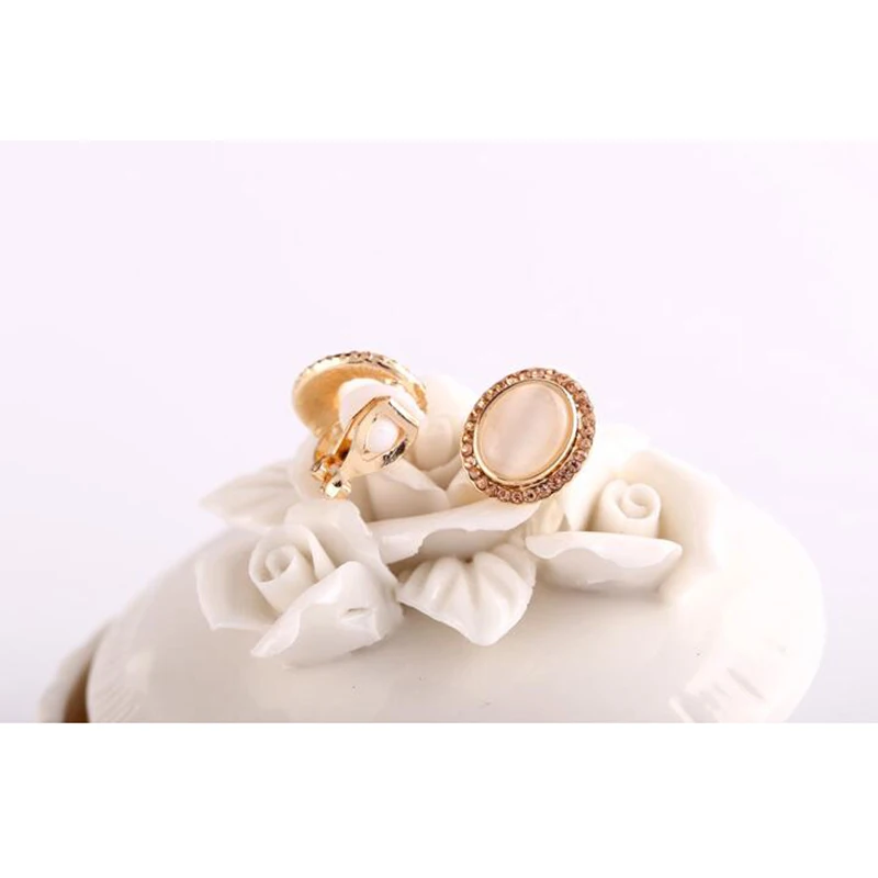 Ear Clip Earrings GRACE JUN Gold Color Stone Rhinestone Geometric Clip on Earrings for Women Popular Without Pierced Earrings Charm Jewelry ear clip earrings clip earrings ear clip