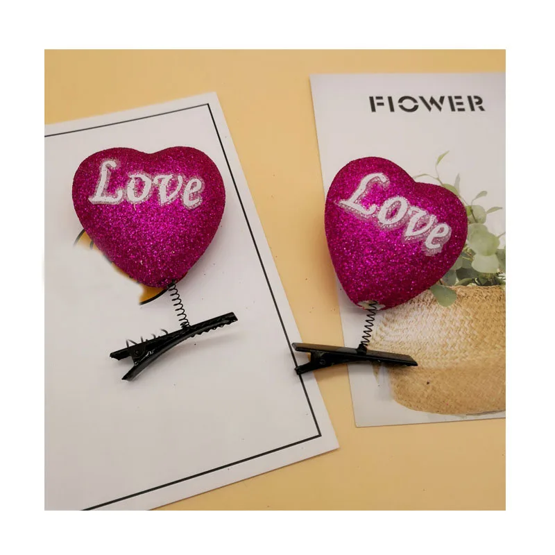 Модные заколки для волос ярких цветов с сердечками и надписью Love, заколки для волос, аксессуары для волос для девочек на День святого Валентина, вечерние украшения