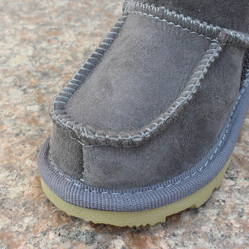 Winter Boots Genuine Leather Ankle Boots Sheepskin Boys Girls Winter Shoes Non-Slip Soft Bottom Breathable Children's Snow