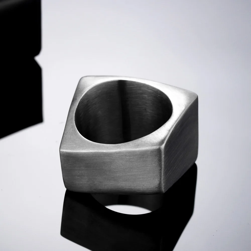 Gothic Men's Silver colour Stainless Steel Ring Rhombic Titanium Ring Steampunk Hip Hop Ring Banquet Jewelry Gift