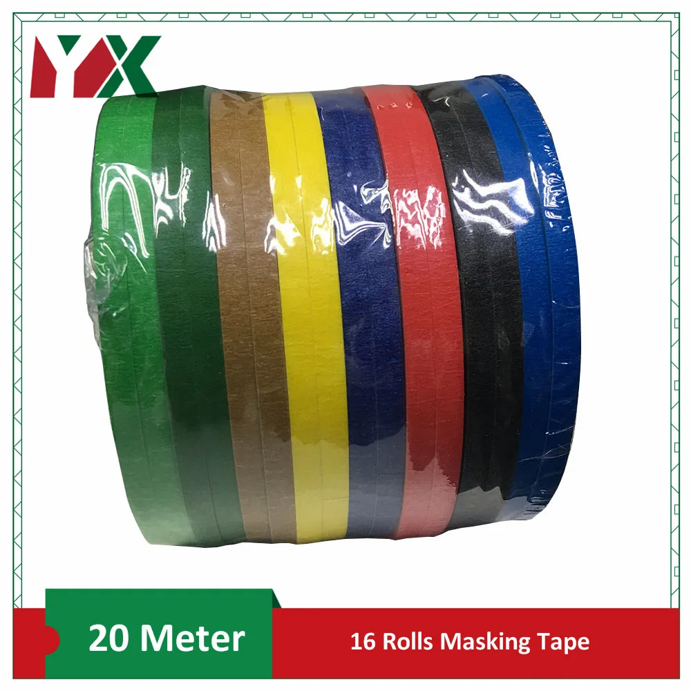 

5mm Colored Masking Tape 16PCS/set Craft Rainbow Masking Tape for Art DIY, Coding and Labeling 8 Colors 20 meter/roll