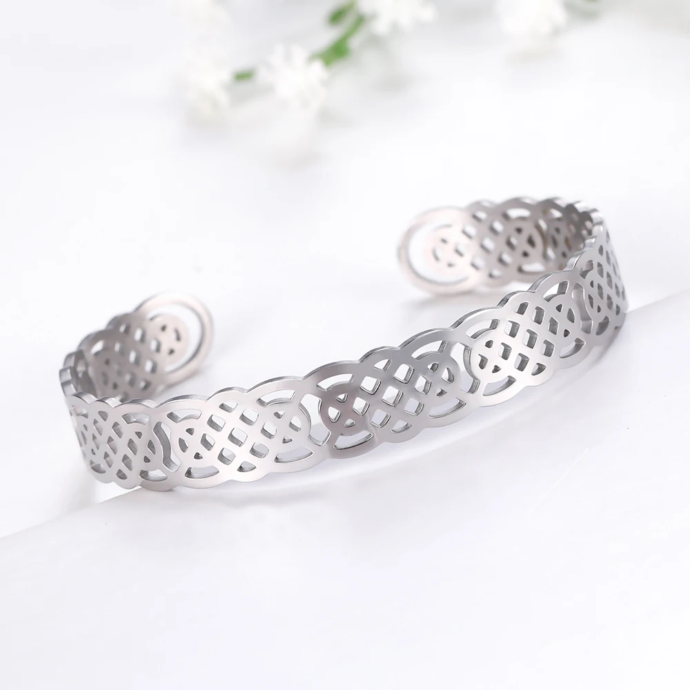 COOLTIME Stainless Steel Cuff Bracelet Engraving Inspiration Female Magnetic Health Bracelet Jewelry Gifts for Women - Окраска металла: 002