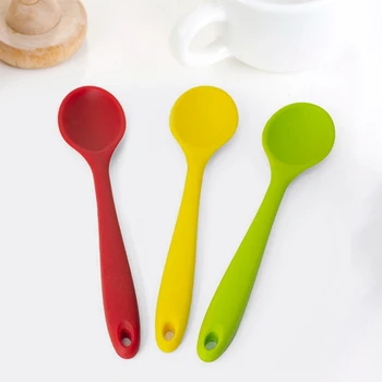 

Children Baby Colorful Silicone Spoon Heat Resistant Easy To Clean Non-stick Spoons Utensil Tableware Cooking