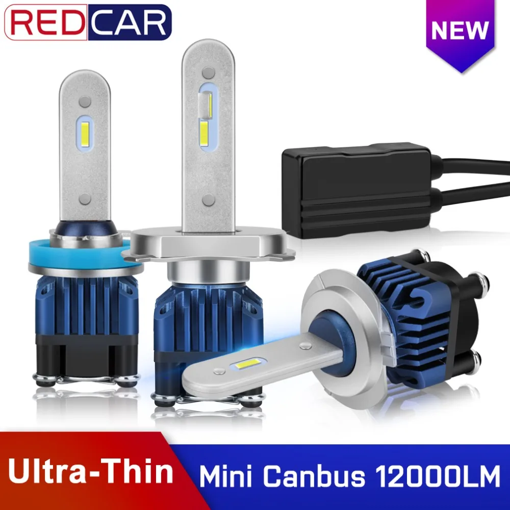 2 шт 12000LM H11 Противотуманные фары H4 h7 светодиодный фонарь 3 мм ультра-тонкий HB3 9005 HB4 9006 светодиодный H1 мини Canbus дальнего ближнего света авто лампы