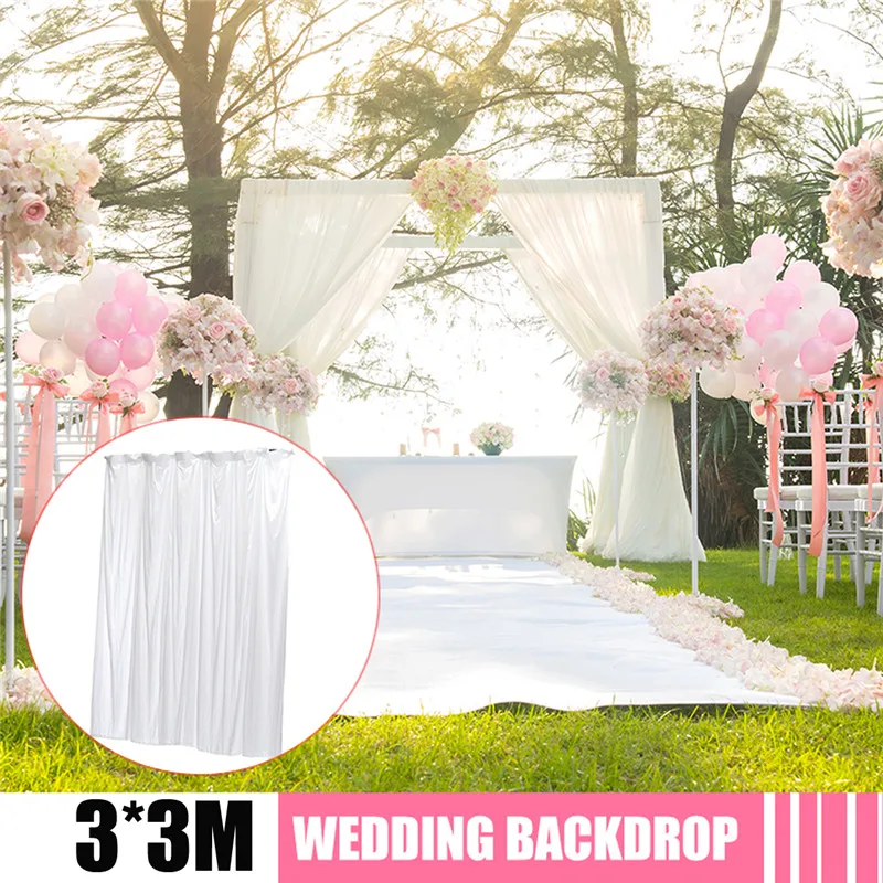 

3x3m White Wedding Party Backdrop Curtain Drape Stage Background Decor Studio Photo Backdrop