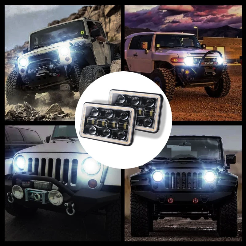 300W 4X6 дюймов светодиодный головной светильник лампы 30000LM проектор высокой ближнего света головной светильник с лампой Ангел глаз для Jeep Wrangler Cherokee