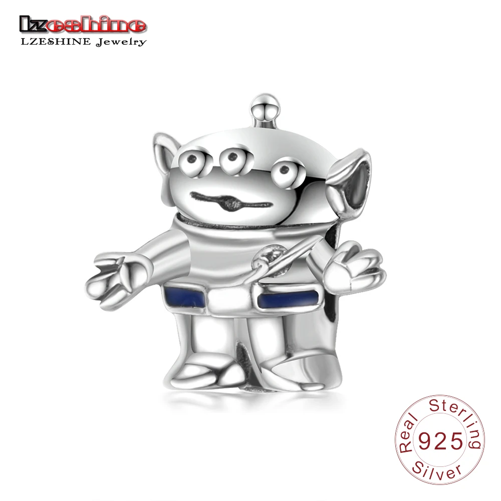 

LZESHINE Authentic 925 Sterling Silver Charm Bead Fit Original Pandora Charm Bracelets Pixar Toy Story Alien Charm 925 Silver