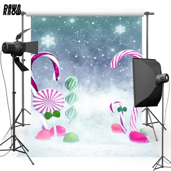

DAWNKNOW Lollipop Vinyl Photography Background For Baby Snowfield Photo Shoot Backdrop For Christmas Pine Photo Studio L871