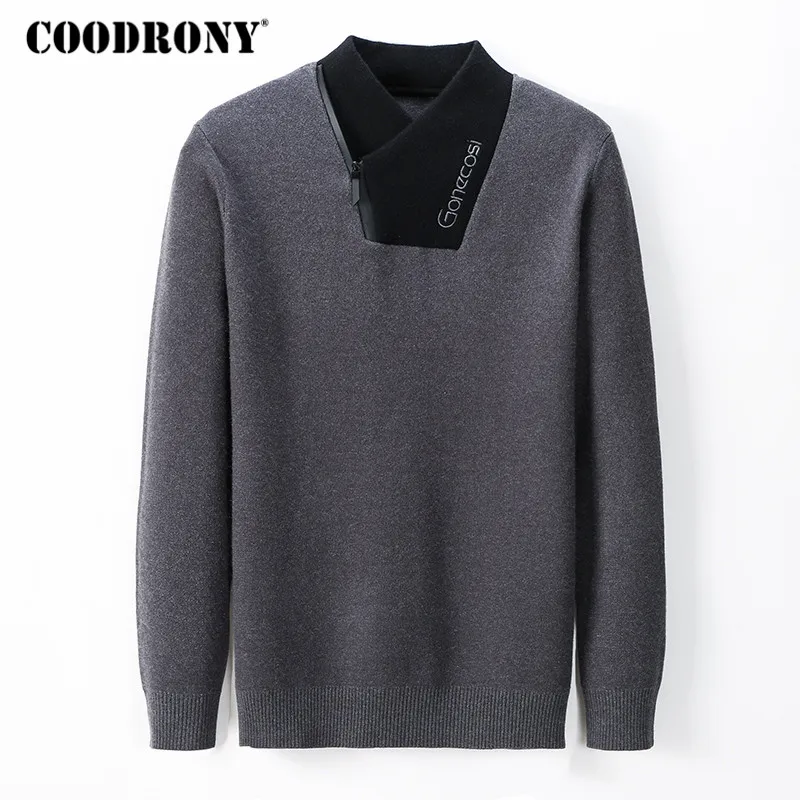 70% OFF COODRONY Brand Turtleneck Men Fashion Casual Pull Homme Autumn Winter Thick Warm Sweater Men Zipper Knitwear Jersey Hombre C1025