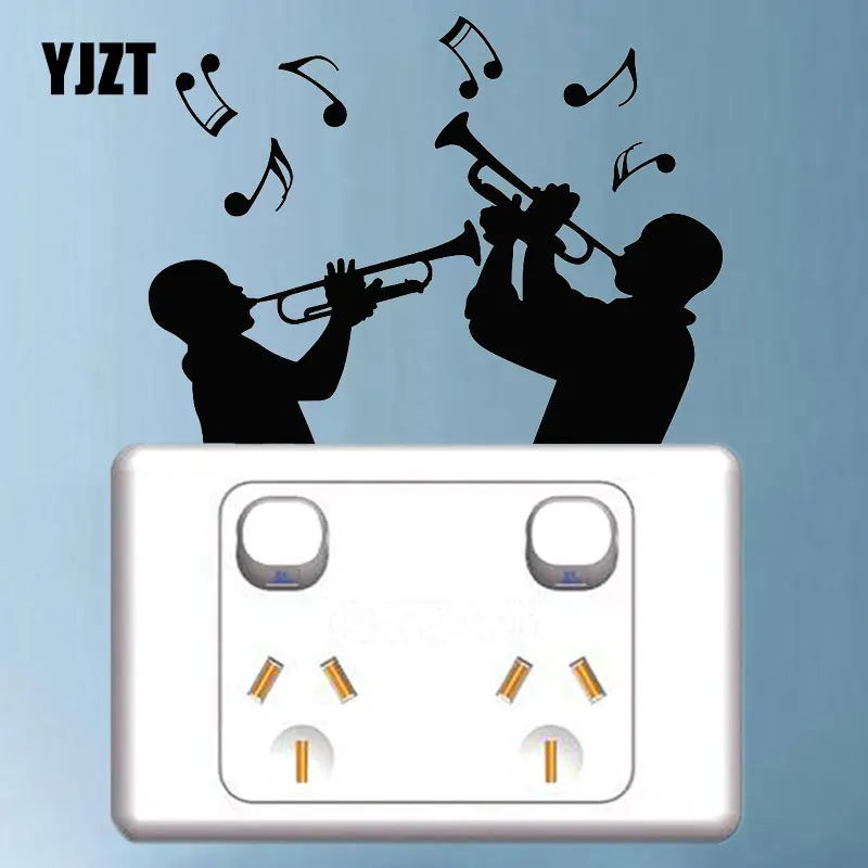 

YJZT Musical Instrument Trumpeters Music Notes Wall Decal Vinyl Light Switch Sticker Decoration Accessories S18-0097