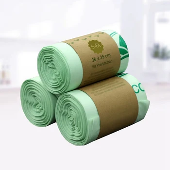 

50PC/1Roll Biodegradable Garbage Bag Vest Bag Fruit Eco Trash Dustbin Dispenser Carry Disposal Waste Storage Bag M