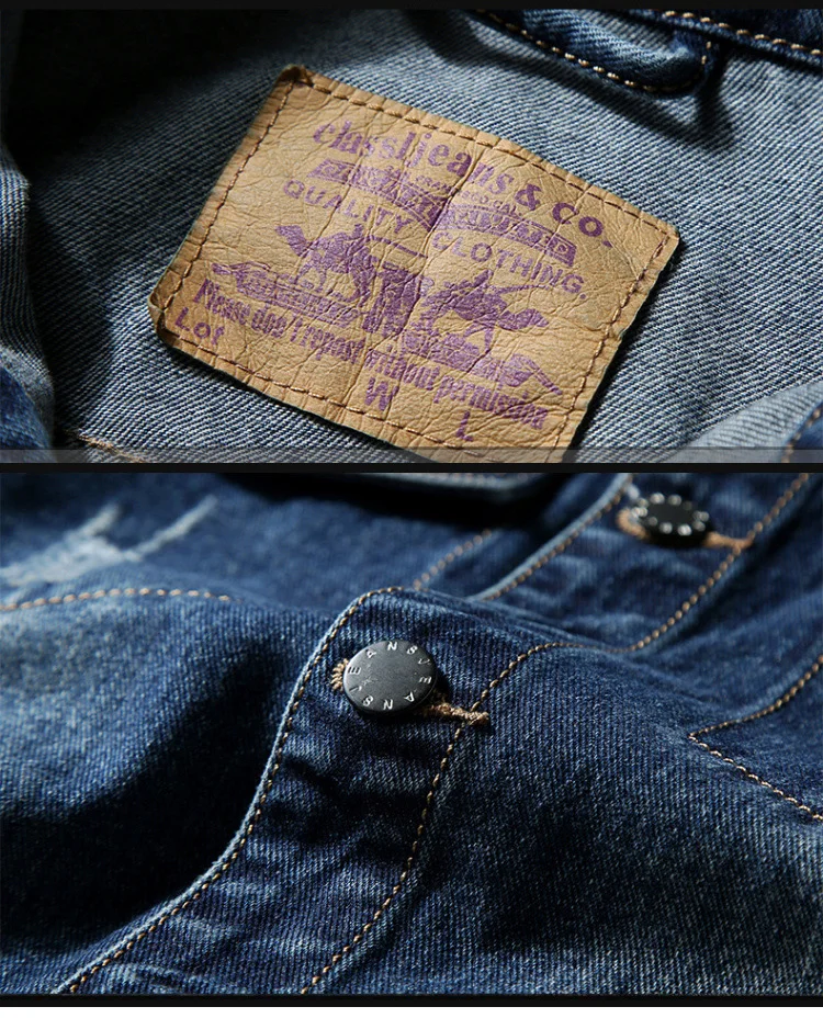 Primavera otoño para hombre chaqueta de mezclilla moda Casual Delgado rasgado Denim Chaquetas HON Primavera otoño para hombre chaqueta de mezclilla moda Casual Delgado rasgado Denim Chaquetas HON