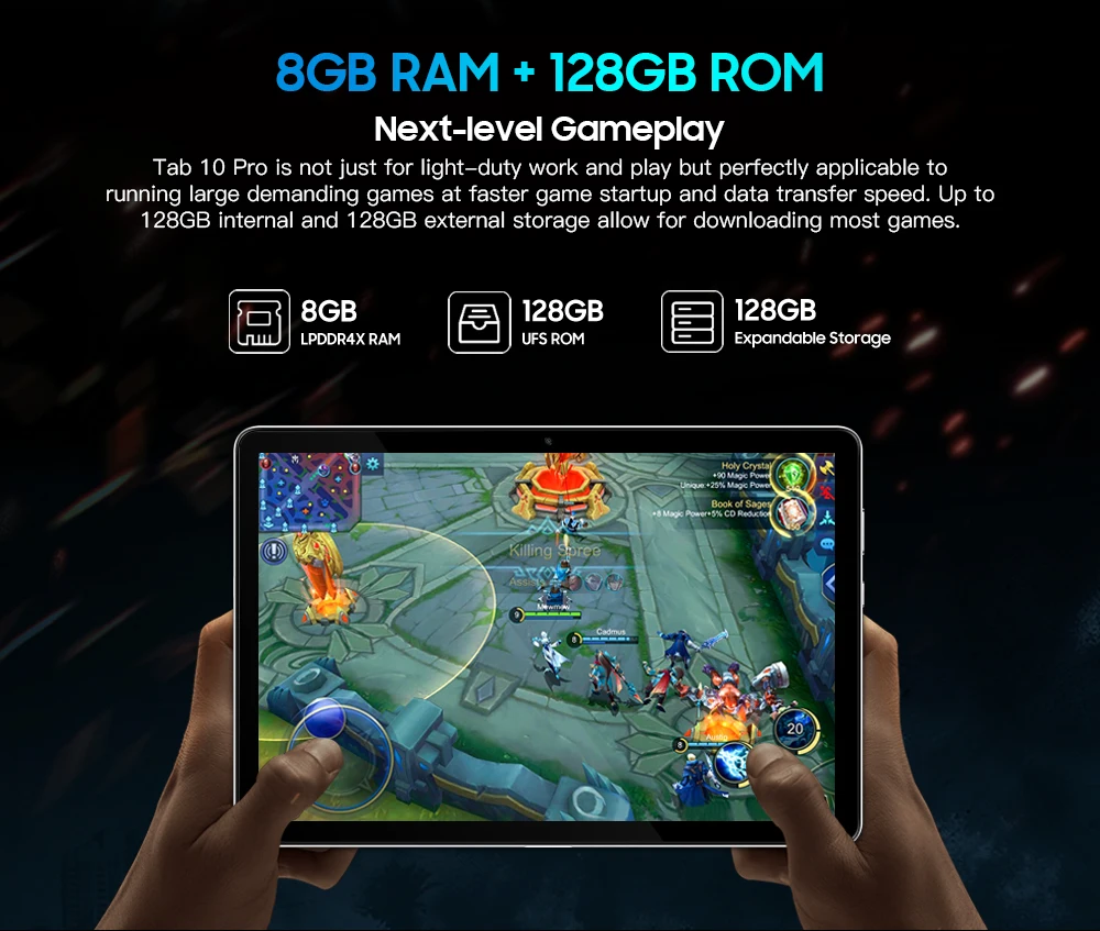 ram pc Blackview Tab 10 Pro 10.1'' FHD+ Display 6580mAh Dual 4G Phone Call Tablet PC Octa-core 8GB+128GB 8MP+13MP Camera Tablets kingston 8gb ram