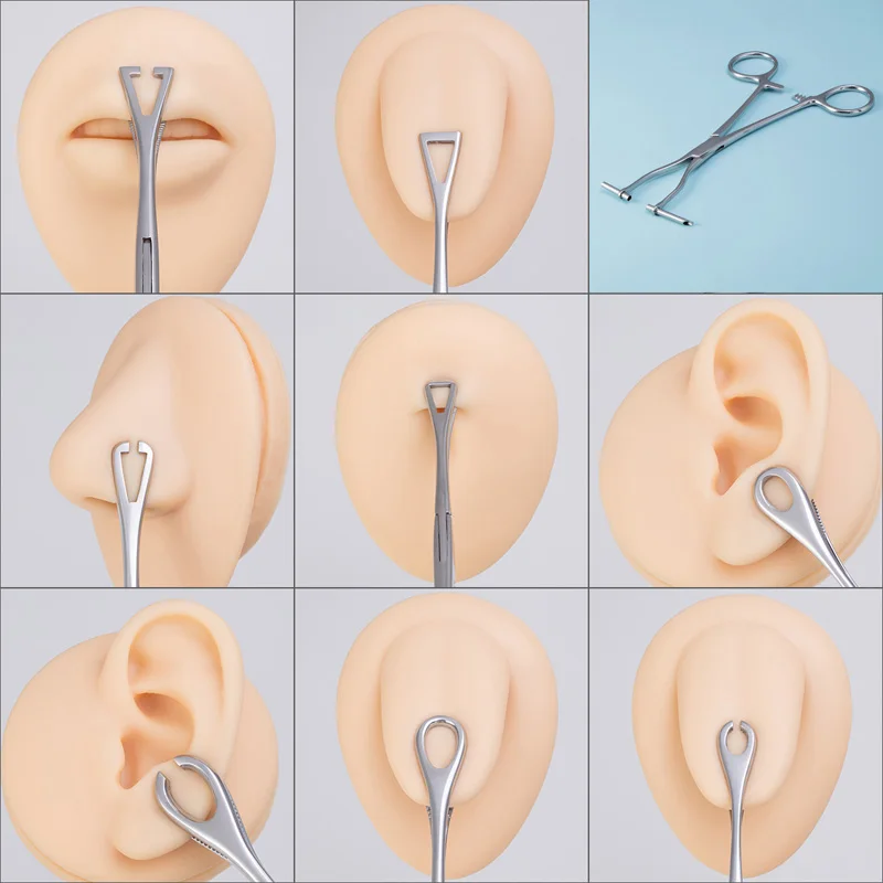Set Piercing 7 Pièces En Acier Inoxydable - Pince, Dévissage Boules, Tiges Filetées - Pour Oreille, Nez - 5