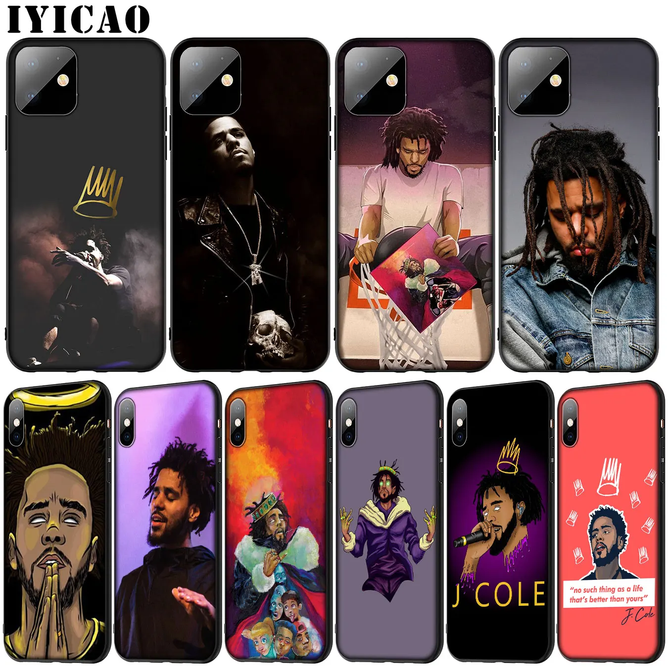 Jcole Rapper J Cole Soft Silicone Cover Case for iPhone 11 Pro XR X XS Max 6 6S 7 8 Plus 5 5S SE Black Phone |