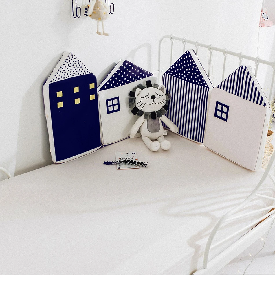 4 шт. детская кроватка бампер для новорожденных нордическая INS маленький домик подушка для кровати протектор детская кроватка вокруг подушки украшения для детской комнаты
