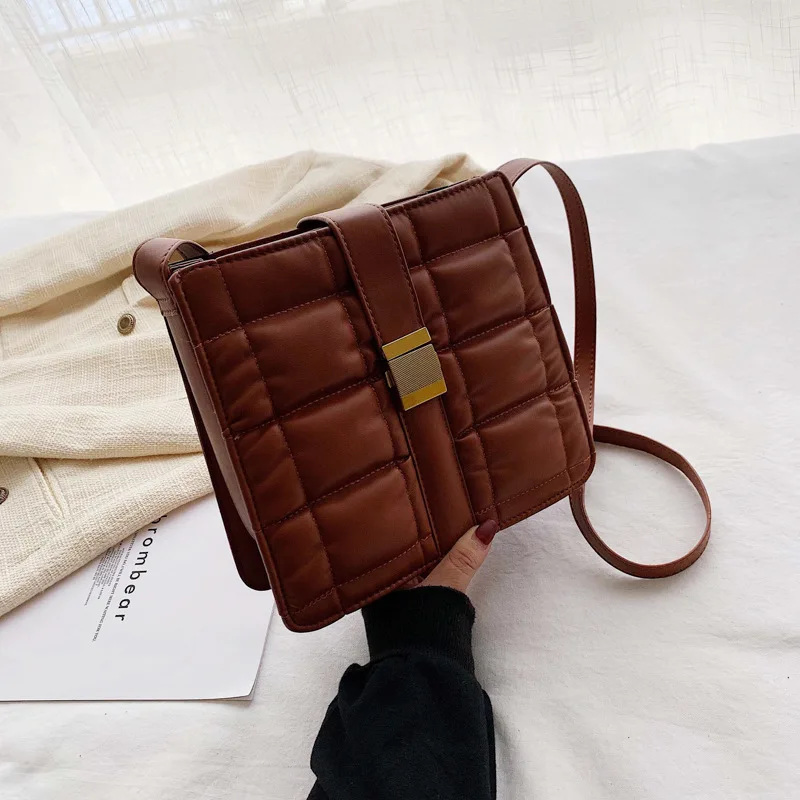 

Autumn And Winter CHIC Casual Textured Bag Women's 2019 New Style Korean-style Fashion Rhombus Versatile Shoulder Square Sling B