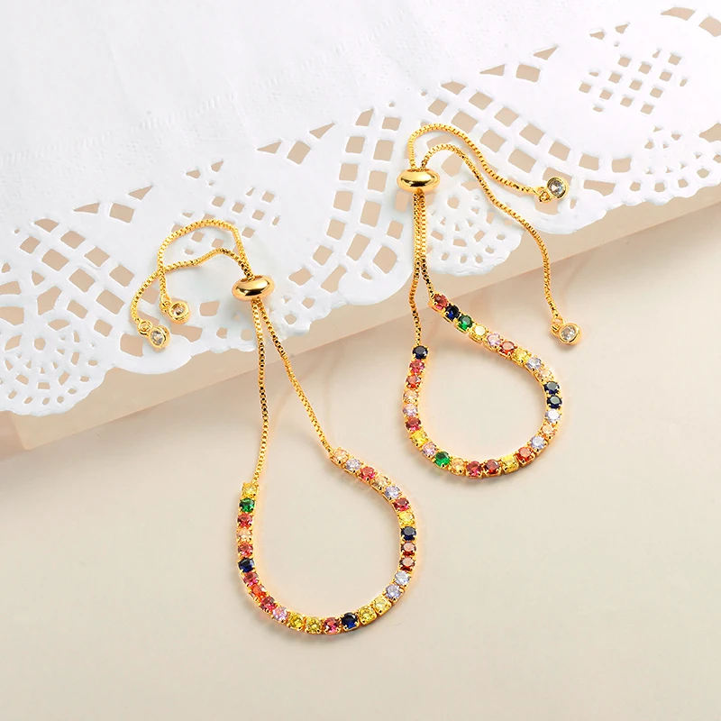 BAOYAN маленькие квадратные хрустальные браслеты модные женские Аксессуары Boho Регулируемый Хрустальный Теннисный браслет золотые браслеты для женщин