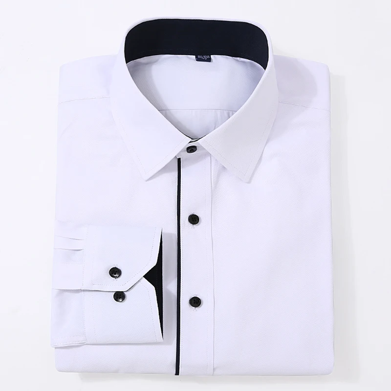 Najtaniej Męska klasyczna podstawowa konstrukcja eleganckie koszule z długim rękawem biała biznesowa standardowa skośna łatwa w pielęgnacji męska sukienka biurowa