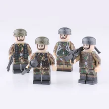 WW2 военная армия солдат фигурки строительные блоки Германия воздушно-десантные десантники армейский солдатский шлем оружие Кирпичи Игрушки