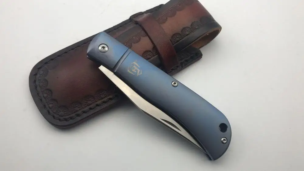 

Pocket New Small Custom Titanium S35VN Blade Compact Camping Folding Knife Free Shipping