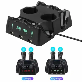 For PS4 PS Move VR PSVR Joystick Gamepads 4 in 1 Controller Charging Dock Charger Stand For PS VR Move PS 4 Games Accessories 1