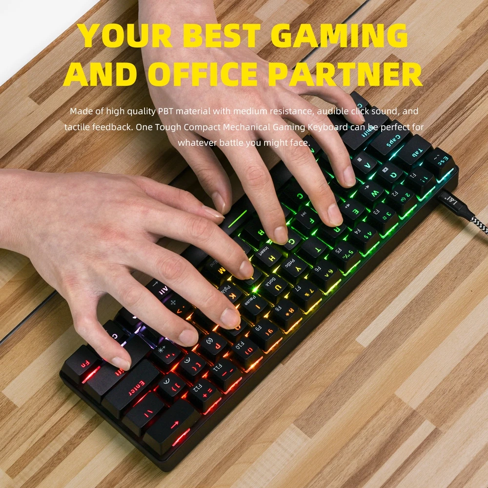 Led tipo de Software Pato Esperto Teclado Mecânico Rgb Interruptor c Duplo Keycap Macro Programa Azul Vermelho Marrom Preto Xs61 60% - Imagem 5