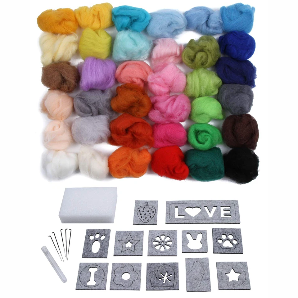 

Poke Fun Handcraft Needlework Figurines Felt Set Animals Doll Toys Needle Roving Wool For Felting Template Tools DIY Craft Kit