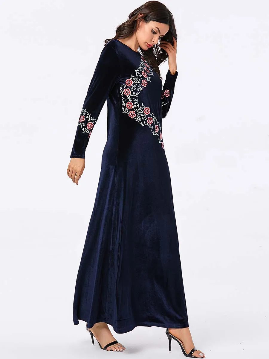 Элегантная вышивка, макси-платье мусульманская абайя хиджаб Vestidos кардиган-кимоно длинные халаты Jubah Ближний Восток Eid Рамадан исламский