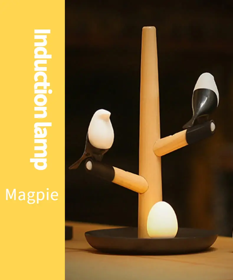 Magpie Bird USB зарядное устройство ночной Светильник Интеллектуальный Вибрационный индукционный светодиодный настольный светильник маленькие яйца светодиодный светильник домашний декор Новинка подарки