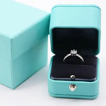 

Ring Box Circular Jewelry Case with Snap Fastener for Proposal Engagement Gift