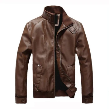 

Men Autumn New Motorcycle Casual Vintage Leather Jacket Coat Men Outfit Fashion Biker Pocket Design PU Leather Jacket Men
