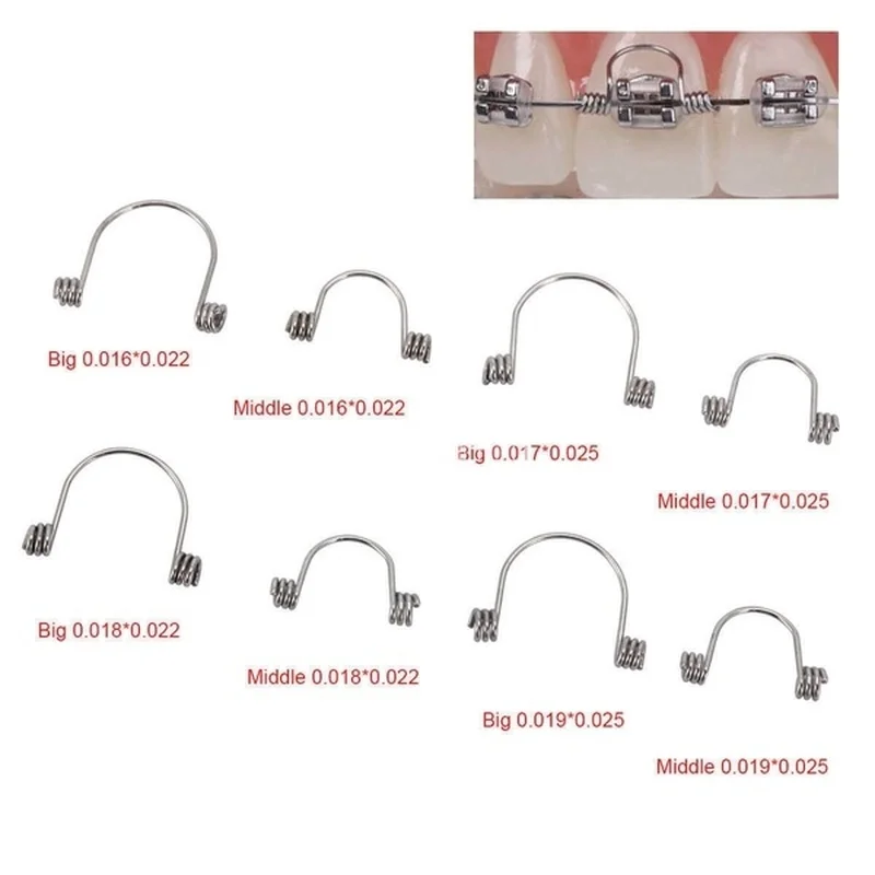 

NSKLED 10Pcs/bag Orthodontic Torque spring Orthodontic Spring Stainless Steel Single Anterior Teeth Torque Rectangular Springs