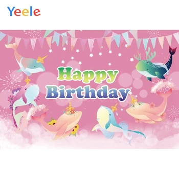 

Pink Shark Unicorn Mermaid Whale Fish Underwater Baby Shower Photography Backdrops Photographic Background For Photo Studio Prop