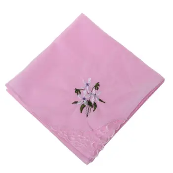 

3Pcs/Set 29x29cm Women Square Handkerchief Floral Embroidered Candy Color Pocket Hanky Lace Patchwork Cotton Baby Bibs Portable