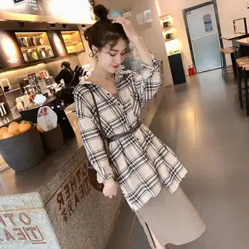 

Artistic Casual Plaid Shirt Elegant Two Piece Set Womens Office Sets Top And Skirt Fashion 2 Piece Outfits Plus Size Matching