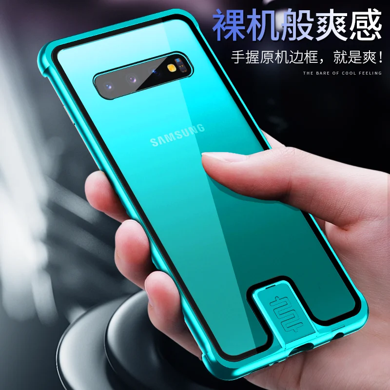 Металлическое стекло для samsung Galaxy s10 Plus, чехол с замком, металлическая рамка, противоударный защитный корпус, HD закаленное стекло, полное покрытие