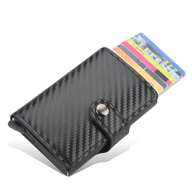 

New 2020 Credit Card Holder Wallet Men Women Metal RFID Vintage Aluminium Bag Crazy Horse PU Leather Bank Cardholder Case