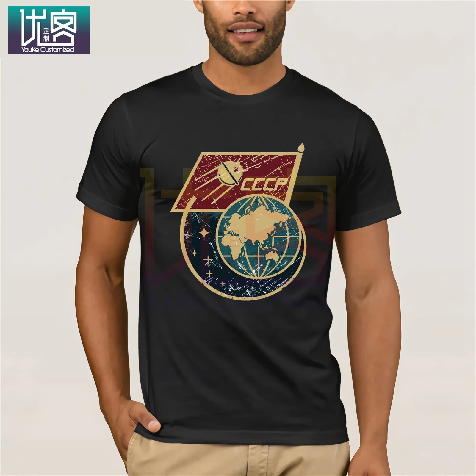 

USSR CCCP t-shirt mannen de Sovjet-unie Rusland ruimte T-shirt Mannen Korte Mouwen mannelijke TShirt Comfortabele top tee