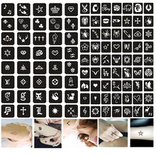 105pcs/set DIY Tattoo Stencil Cat Butterfly Deer Mermaid Fashion Design Henna Tattoo Stencils for Painting Airbrush Stencil