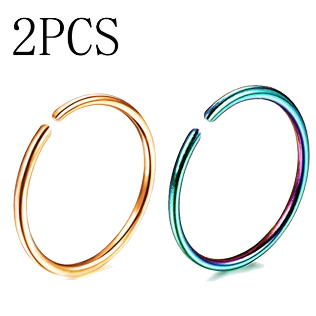 20G 0.8mm Thin Fake Nose Ring Septum Helix Nostril Piercing Labret Lip Fake Piercing Titanium Cartilage Fake Earrings Hoop