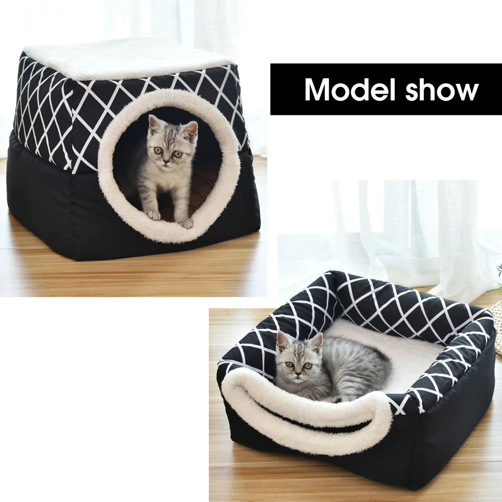 Warm Pet Dog Cat Bed Soft Nest Dual Use Cat Sleeping Bed Pad Winter Warm Pet Cozy Beds Kennel For Small Dogs Cats Puppy