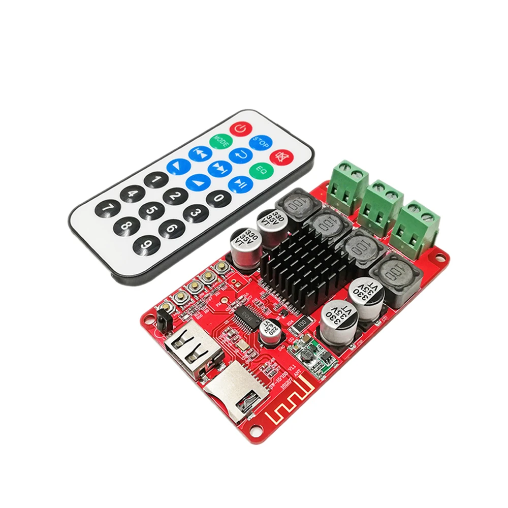 

TPA3116 50W+50W Bluetooth Receiver Digital Audio Amplifier Board TF card U disk player FM Radio With Remote contro