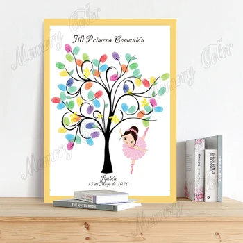 

Personalized Kids Primera Comunión Guestbook Custom Theme Name Date Fingerprint DIY Canvas For Boys Girls First Holy Communion