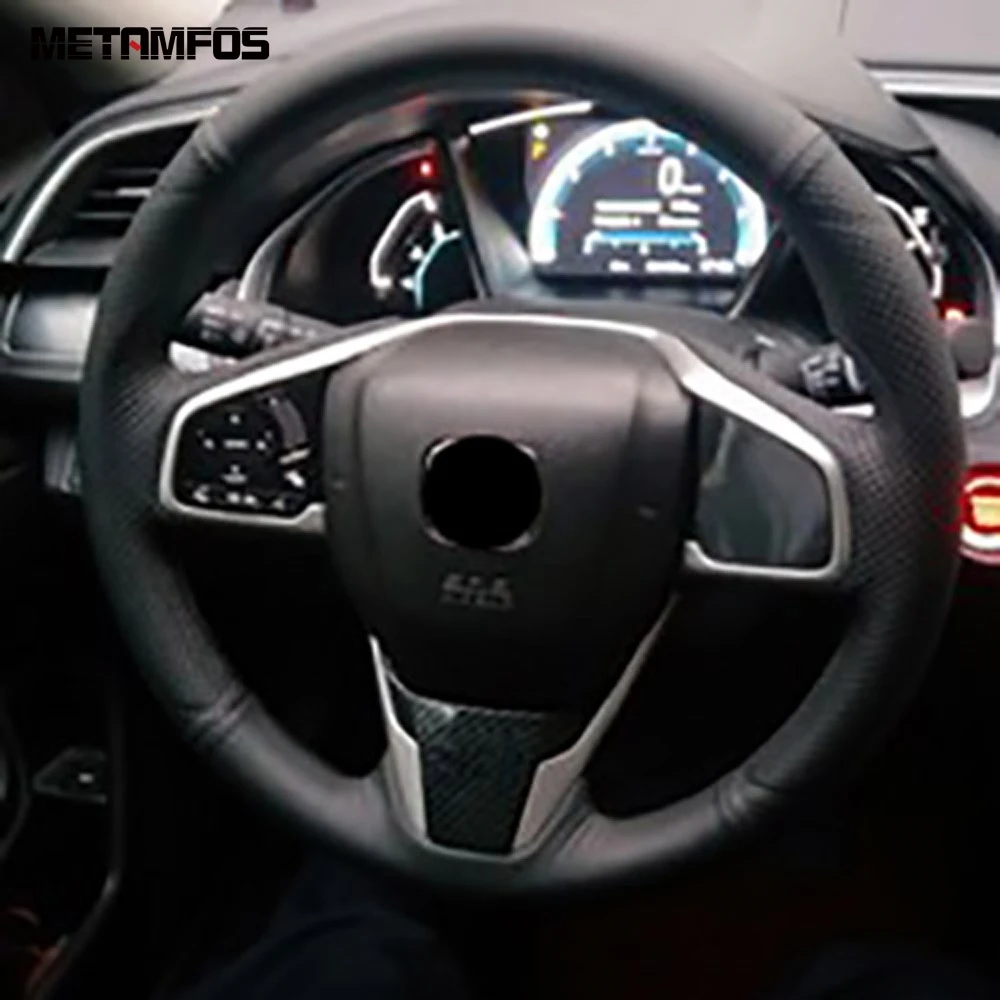 Для Honda Civic Sedan 2016-2018 2019 углеродное волокно рулевое колесо накладка декоративная