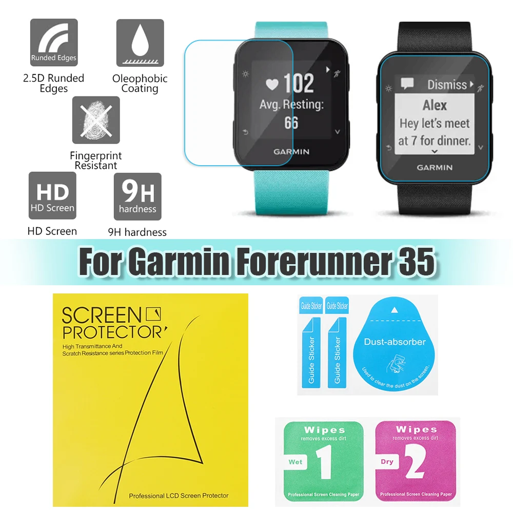 

1/2PC Tempered Glass 9H 2.5D Premium Screen Protector Guard Cover Film For Garmin Forerunner 35 Protective Film Accessories
