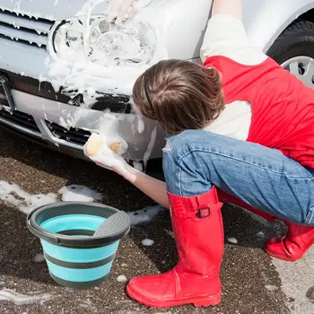 

Collapsible Portable Bucket Folding Foldable Water Container Bin with Sturdy Handle For Wash Car Camping Backpacking Outdoor