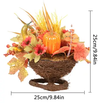 

AUGKUN Wine Glass Ornament Maple Leaf Pumpkin Wooden Potted Props For Thanksgiving Rattan Wine Glass Decoration In Stock