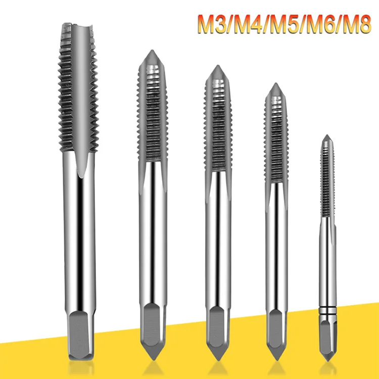Tapping Tool 5pcs/set Coated HSS Thread Screw Tap Kit M3 M5 M6 M8 Forward Chip Ejection 