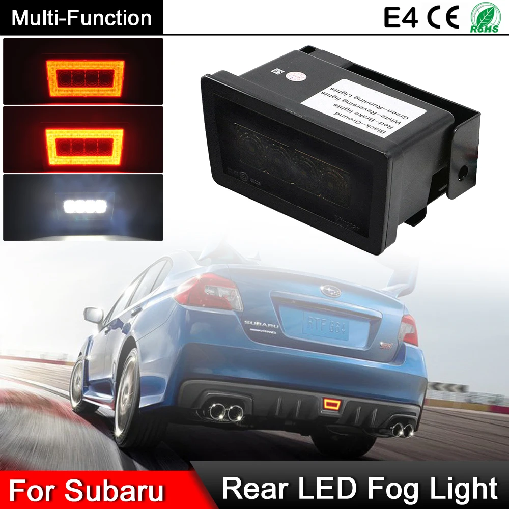 

For Subaru WRX/STi 11-20 Impreza 11-18 XV Crosstrek 13-18 Smoke Lens LED Rear Fog Lamp With Rear Brake Light And Reversing Light
